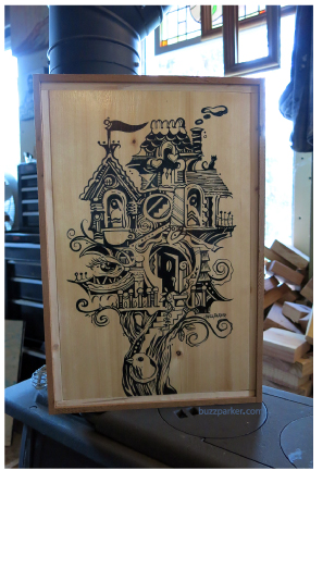Buzz Parker Home Tree Home carved wood painting
