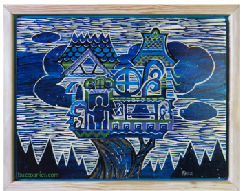 Buzz Parker wood carved painting